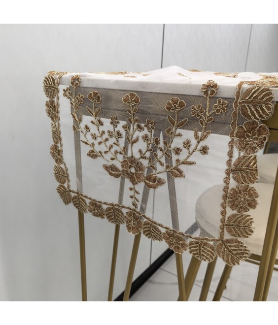Vintage Flora Embroidered Table Runner,Euro Style Dining Table Cover for Home Kitchen Decoration