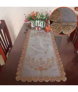 Vintage Flora Embroidered Table Runner,Euro Style Dining Table Cover for Home Kitchen Decoration