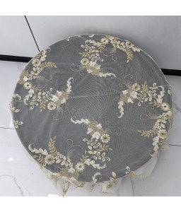 Flora Embroidered Round Table Cloth,Euro Style Dining Table Cover for Home Kitchen Decoration