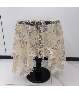 Beige Lace Table Cloth,Vintage Style Dining Table Cover for Home Kitchen Decoration