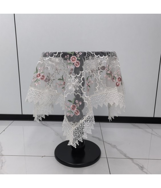 White Lace Square Table Cloth,Vintage Style Dining Table Cover for Home Kitchen Decoration