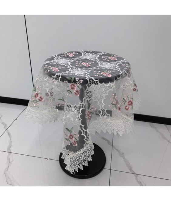 White Lace Square Table Cloth,Vintage Style Dining Table Cover for Home Kitchen Decoration