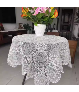 White Lace Square Table Cloth,Euro Style Dining Table Cover for Home Kitchen Decoration