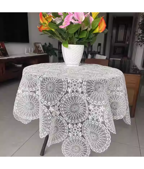 White Lace Square Table Cloth,Euro Style Dining Table Cover for Home Kitchen Decoration
