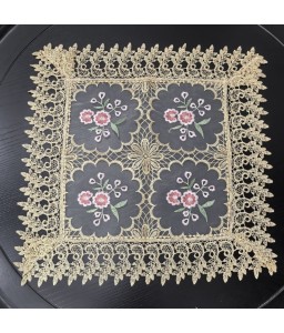 Beige Lace Square Table Cloth,Vintage Floral Dining Table Cover for Home Kitchen Decoration