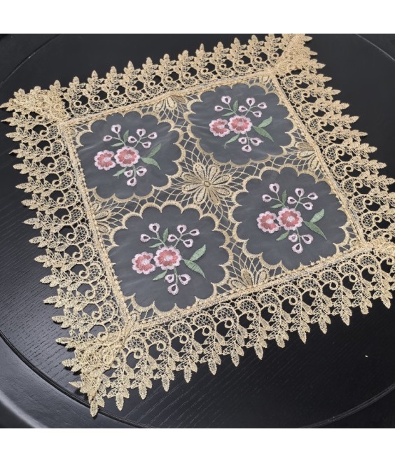 Beige Lace Square Table Cloth,Vintage Floral Dining Table Cover for Home Kitchen Decoration