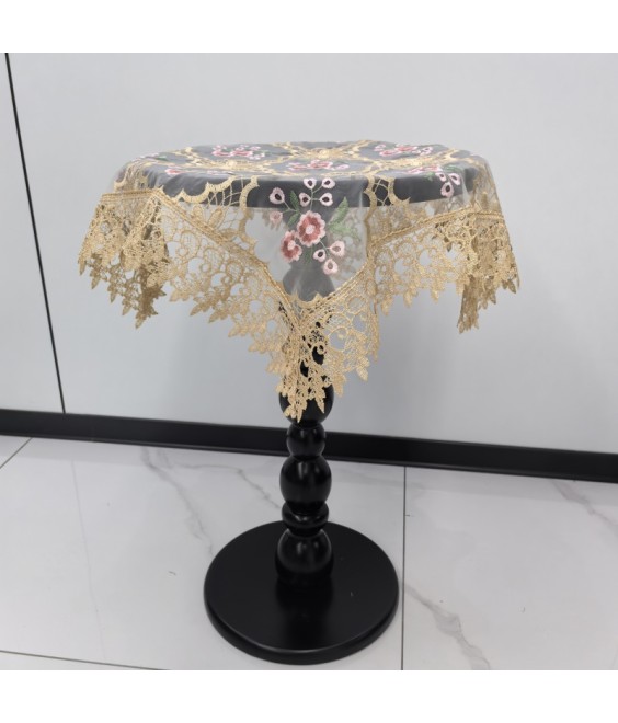 Beige Square Table Cloth,Vintage Floral Dining Table Cover for Home Kitchen Decoration