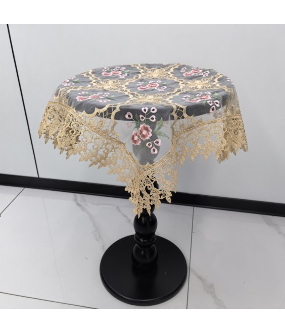 Beige Square Table Cloth,Vintage Floral Dining Table Cover for Home Kitchen Decoration