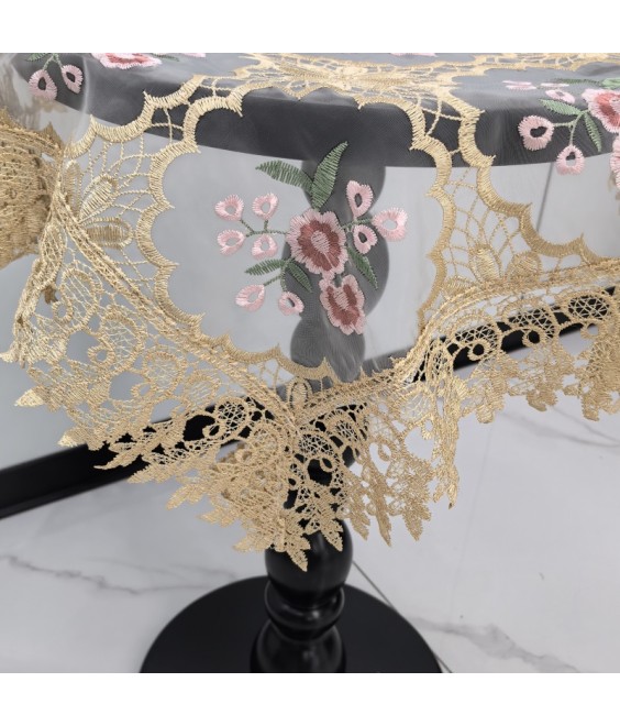 Beige Square Table Cloth,Vintage Floral Dining Table Cover for Home Kitchen Decoration