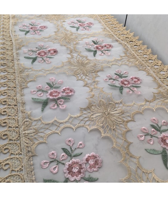 Beige Lace Embroidered Table Runner,Vintage Floral Dining Table Cover for Home Kitchen Decoration