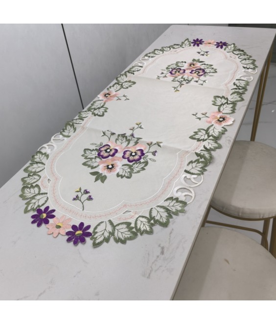 Vintage Flora Embroidered Table Runner, Exquisite Flower Dining Table Cover for Home Kitchen Decoration