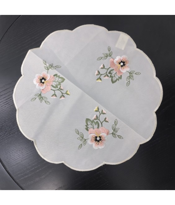 White Round Table Placemats, Embroidered Doilies Cup Mat