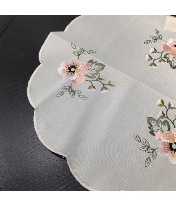 White Round Table Placemats, Embroidered Doilies Cup Mat