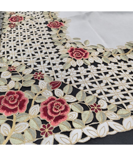 Jacquard Floral Embroidered Square Tablecloth, Fabric Vintage Rose Table Cloth