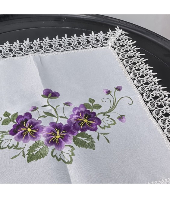 Lace Square Table Placemats,Purple Flower Embroidered Doilies Cup Mat