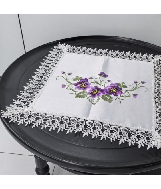 Lace Square Table Placemats,Purple Flower Embroidered Doilies Cup Mat