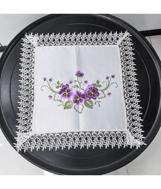 Lace Square Table Placemats,Purple Flower Embroidered Doilies Cup Mat