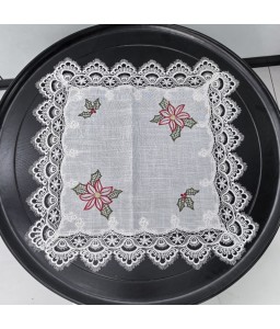 Lace Square Linen Table Placemats,French Style Embroidered Doilies Cup Mat