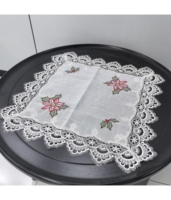 Lace Square Linen Table Placemats,French Style Embroidered Doilies Cup Mat