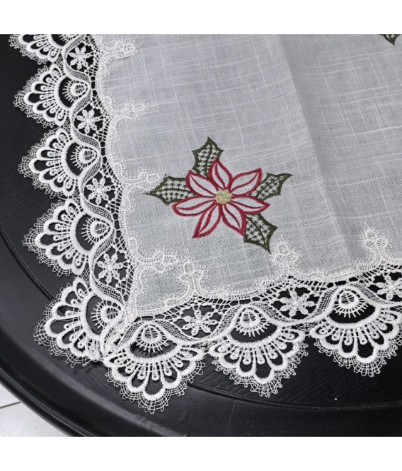 Lace Square Linen Table Placemats,French Style Embroidered Doilies Cup Mat