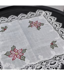 Lace Square Linen Table Placemats,French Style Embroidered Doilies Cup Mat