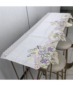 Flora Embroidered Table Runner,Rural Style Dining Table Cover for Home Kitchen Decoration