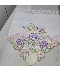 Flora Embroidered Table Runner,Rural Style Dining Table Cover for Home Kitchen Decoration