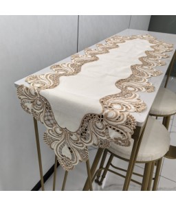 Beige Embroidered Table Runner,Euro Style Dining Table Cover for Home Kitchen Decoration