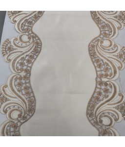 Beige Embroidered Table Runner,Euro Style Dining Table Cover for Home Kitchen Decoration