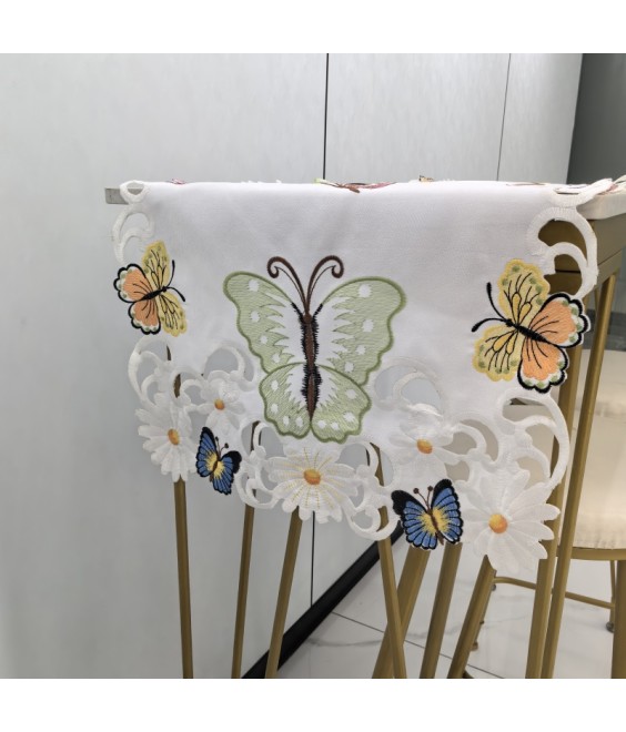 Butterfly Embroidered Table Runner,Country Style Dining Table Cover for Home Kitchen Decoration