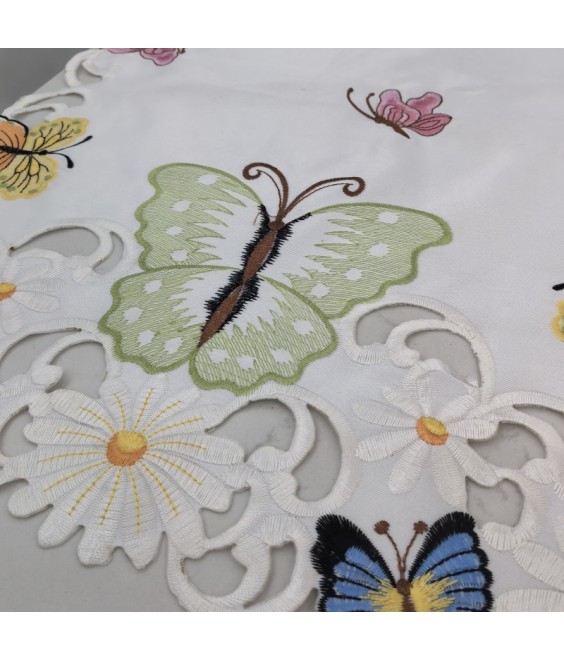 Butterfly Embroidered Table Runner,Country Style Dining Table Cover for Home Kitchen Decoration