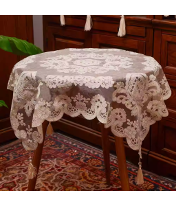 Embroidered Lace Square Tablecloth, Euro Style Dining Table Cover for Home Kitchen Decoration
