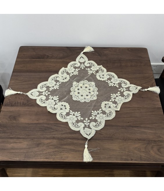 Lace Table Placemats, Exquisite Flower Embroidered Doilies Cup Mat