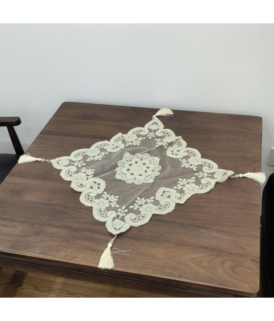 Lace Table Placemats, Exquisite Flower Embroidered Doilies Cup Mat