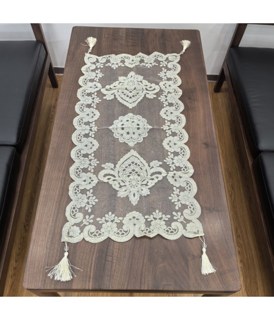 Embroidered Lace Table Runner, Euro Style Dining Table Cover for Home Kitchen Decoration