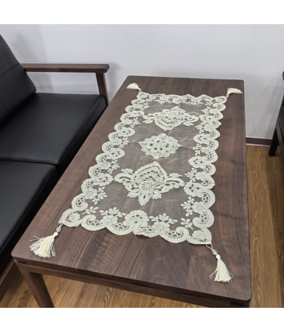Embroidered Lace Table Runner, Euro Style Dining Table Cover for Home Kitchen Decoration